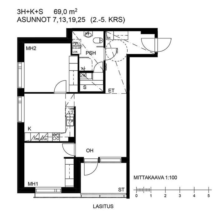 Kerrostalo, 3h+k+s, 69 m², Rahola - Näkymä 2