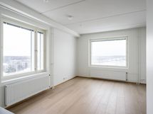 Olohuone. Kuva asunnosta A56, jossa vastaava pohjaratkaisu, materiaalit voivat poiketa.