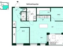 Vaihtoehtopohja, jossa saunan sijaan kotiin on valittavissa myös hulppea vaatehuone.