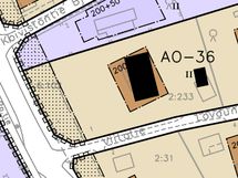 Asemakaava kartta - suuntaa antava hahmotelma rakennusten sijainnista tontilla