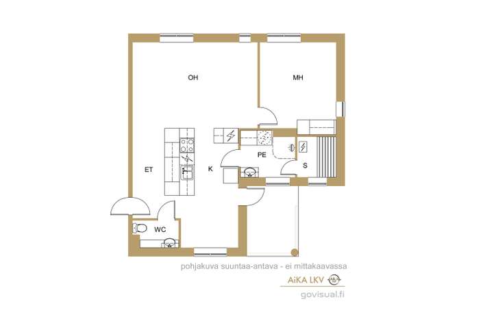 Kerrostalo, 2h+k+sa, 57,5 m², Toppila – pohled 2