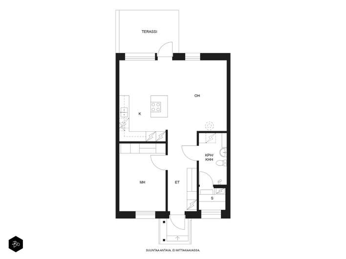 Rivitalo, 2h+k+s+las.terassi, 59 m², Haapaniemi - Näkymä 2
