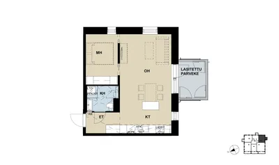 Kerrostalo, 2h+kt, 44 m², Pääskyvuori - Näkymä 2