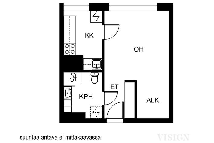 Kerrostalo, 1 h+kk+kph, 31 m², Haukilahti – pohled 2