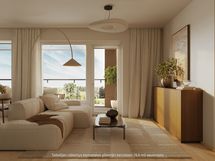 Taiteilijan näkemys ylimmän kerroksen 74,5m asunnosta