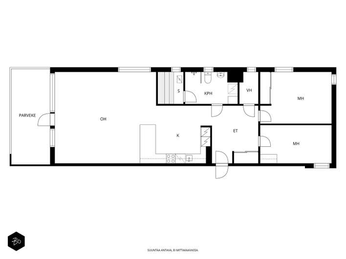 Kerrostalo, 3h, avok, kph/sauna, las. parveke, 87 m², Arabianranta - View 2