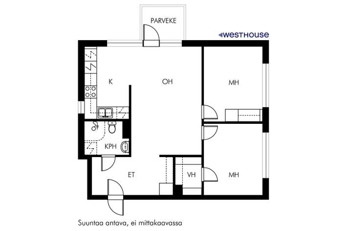 Kerrostalo, 3h+k+kph/wc+vh+p, 60 m², Puotila – pohled 2