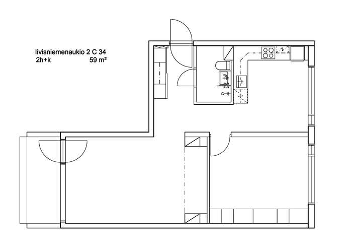 Kerrostalo, 2h + K + Lasitettu parveke, 59 m², Iivisniemi – pohled 2