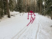 Sukset pihassa jalkaan ja menoksi! Latu ja kuntorata kulkee ihan tontin vierestä.