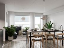 Viitteellinen kuva 89 m2 asunnosta.
