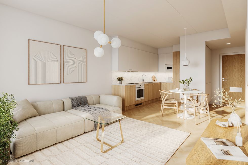 Viitteellinen kuva 41,5 m2 asunnosta.