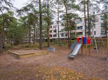 Yhtiöllä on viihtyisä, puistomainen piha