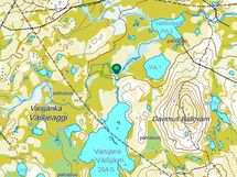 Metsästysmajan sijainti maastokartalla
