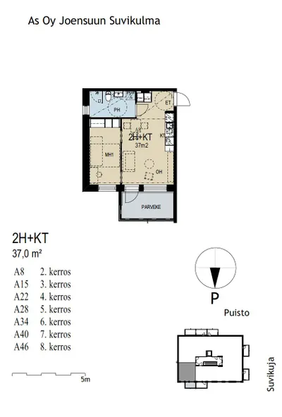 Kerrostalo, 2h+kt, 37 m², Niinivaara - Näkymä 2