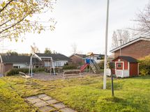 Taloyhtiön leikkipihaa (vehreään aikaan)