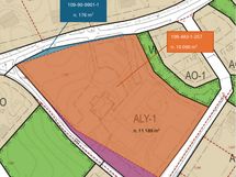 Määräalan koko merkittynä