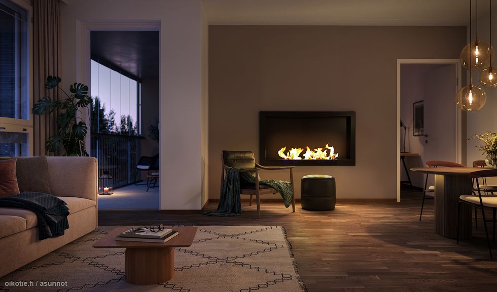 Visualisointikuvassa taiteilijan näkemys 4. kerroksen asunnosta C53 kooltaan 79,0 m².