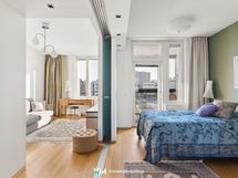 makuuhuone erotettavissa lasiliukuovilla