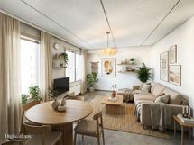 Kuudennen kerroksen asunto stailattuna