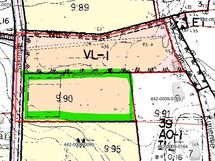 Kuva rakennuspaikasta (vihreällä merkitty alue, josta lasketaan rak.oikeus)