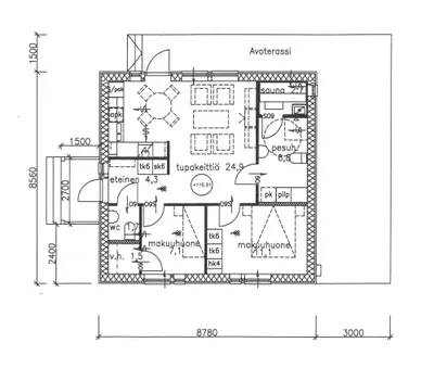 Omakotitalo, 2h, tupakeittiö, vh, wc, pesuhuone/wc, sauna, avoterassi, varasto, 63 m², Asemantaka - View 2