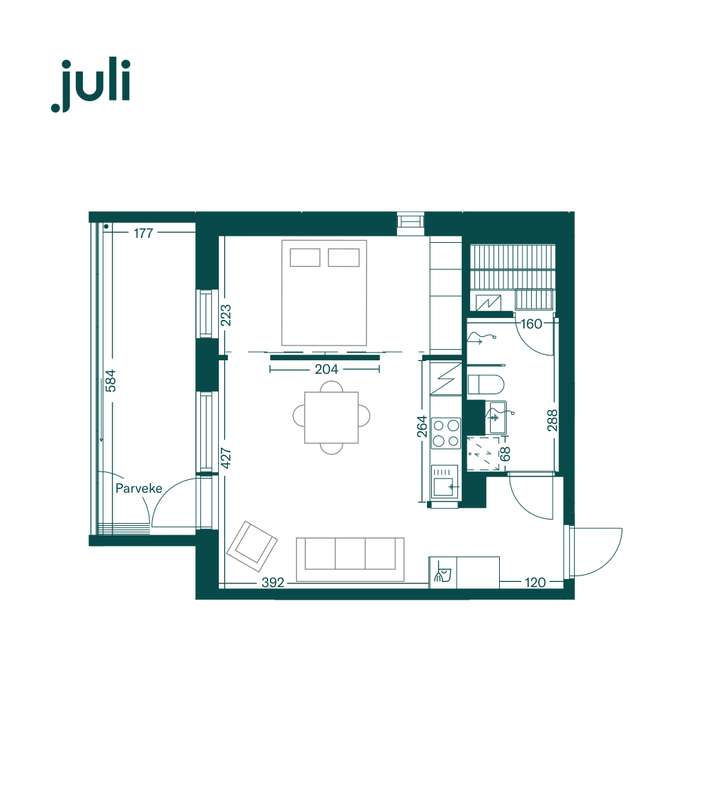 Kerrostalo, 2h+kt+s+p, 42 m², Haukiluoma - View 3