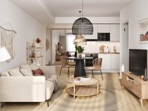 Visualisointikuva Renatan asunnosta C 39 ja C 43, 2h+kt+s, 51,5 m²