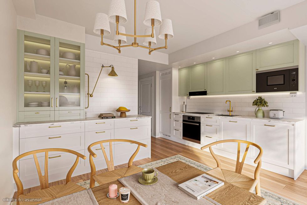 Kaapistoja ja laskutilaa on lisätty tämän kodin keittiöön – lisää tilaa arkeen ja ruokailuhetkiin. Hyödynnä 25 000 euron etu ja suunnittele koti, joka palvelee juuri sinun tarpeitasi