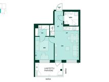 Kodin pohjapiirros (2h+kt, 42 m²)