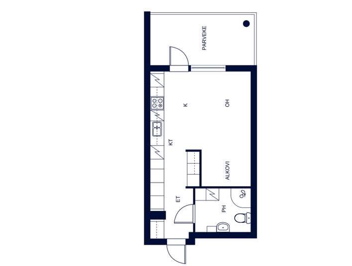 Kerrostalo, 1h+kt+lasitettu parveke, 33 m², Kaukajärvi - Ansicht 2