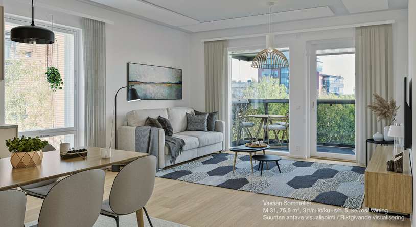Kerrostalo, 3h+kt+s, 75,5 m², Klemettilä, Vaasa