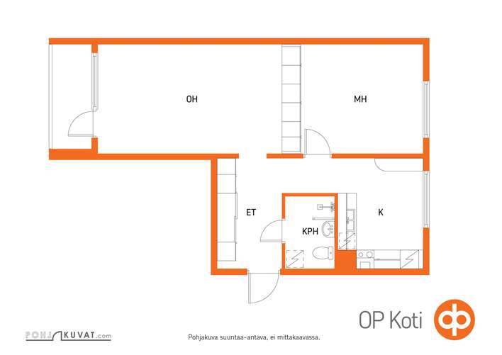 Kerrostalo, 2h,k,kph,lasitettu parveke, 57 m², Mukkula - Näkymä 2