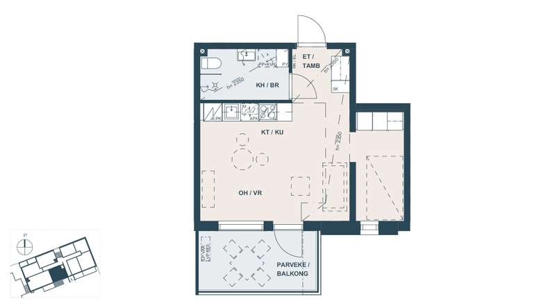 Kerrostalo, 1h+kt+alk, 34,5 m², Klemettilä, Vaasa