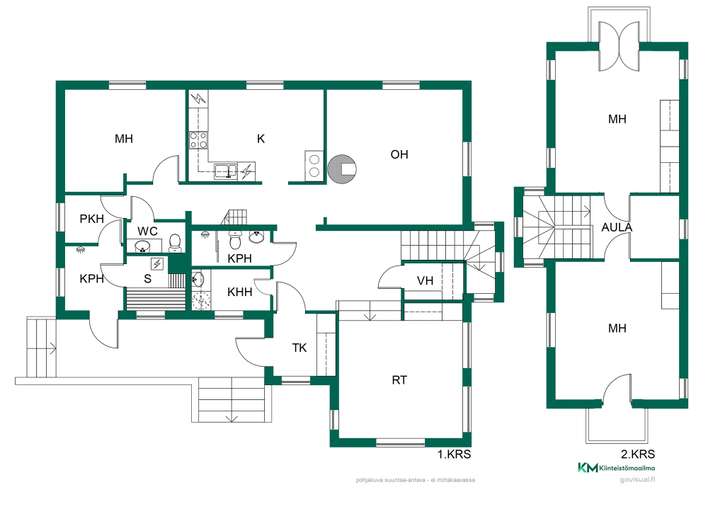 Omakotitalo, 4h, ruokailutila, k, khh, wc/kph, kph, s, wc, ullakkohuone, pukuh., 162/188 m², Pispala - Näkymä 2