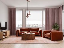 Viitteellinen kuva 75,5 m2 asunnosta.