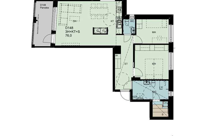 Kerrostalo, 3H+KT+S, 76 m², Jätkäsaari - Näkymä 2