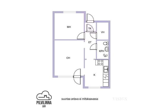 Rivitalo, 2h + k, 55 m², Hepola