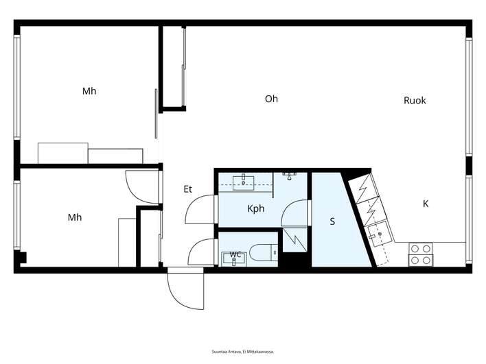 Kerrostalo, 3h+avok.+kph+s+erillinen wc, 64 m², Punavuori – pohled 2
