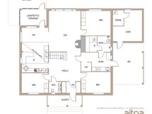 Käyttöullakon kohdalla 10 m² kokoinen työ/makuuhuone.