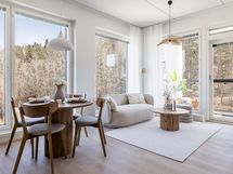Kuvat vastaavastalla pohjalla olevasta malliasunnosta