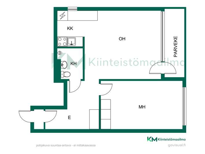 Kerrostalo, 2h, keittokomero, kylpyhuone, lasitettu parveke, 48,5 m², Viherlaakso – pohled 2