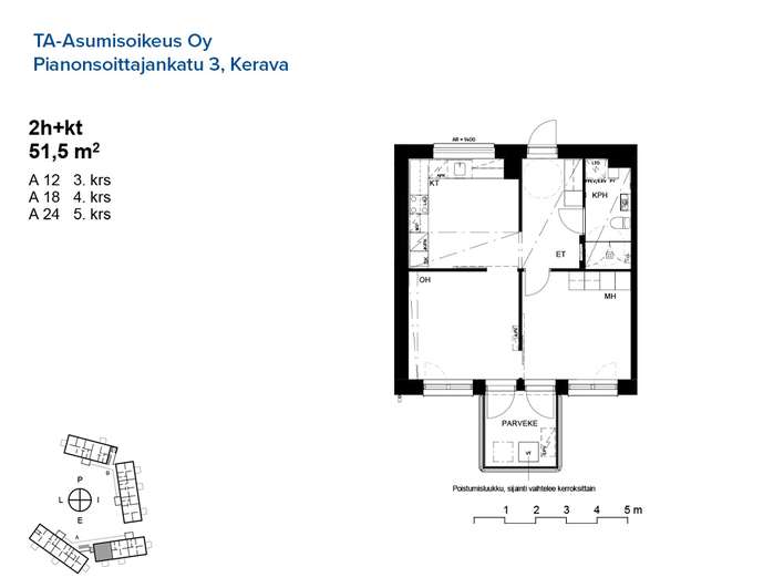 Muu, 2h + k + p, 51,5 m², Kerava, Kerava