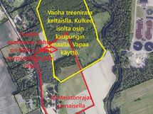 Treenirata, sekä kiinteistön rajat