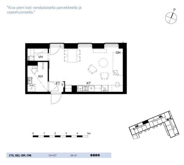 Kerrostalo, 1h+kt, 34 m², Olari - Näkymä 2
