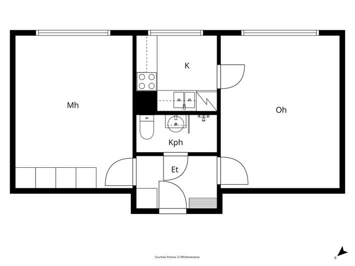 Kerrostalo, 2h + kk, 47,5 m², Ilpoinen - Näkymä 2