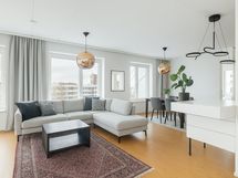 Virtualisesti muunneltu. Keittiö voisi näyttää tältä, jos haluaa teipata keittiön. Tarjous pyydetty.