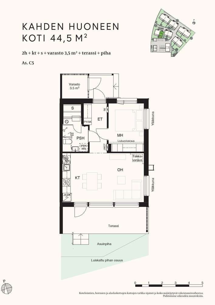 Paritalo, 2h+kt+s+terassi+piha, 44,5/48,0 m², Kannisto - Näkymä 2