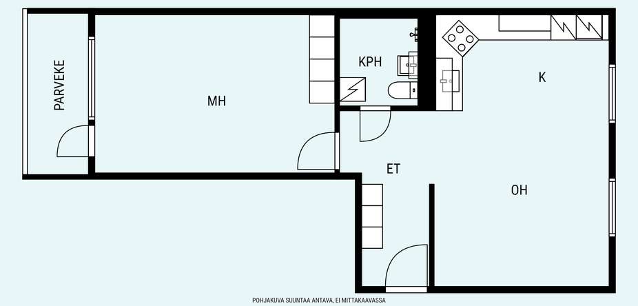 Kerrostalo, 2h + k + p, 60 m², Varissuo - Näkymä 3