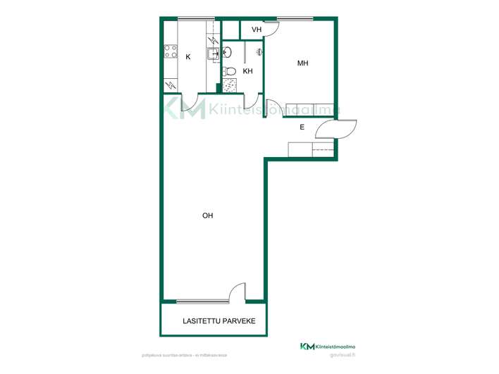 Kerrostalo, 2h+kk+rt, 51,5 m², Pohjois-Haaga – pohled 2