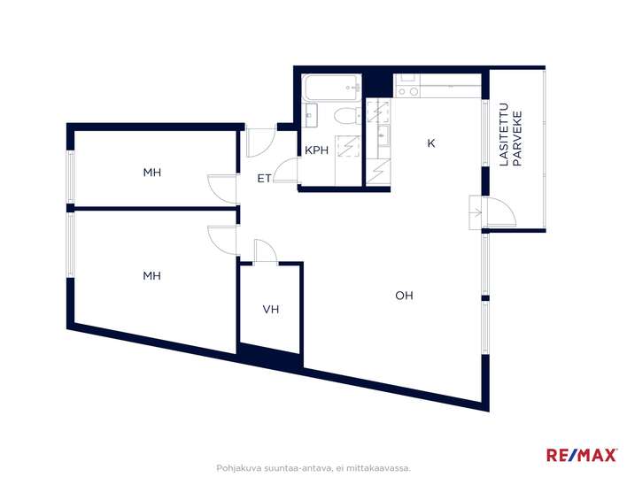 Kerrostalo, 3h+k+kph+vh+las.parveke, 63 m², Roihuvuori – pohled 2